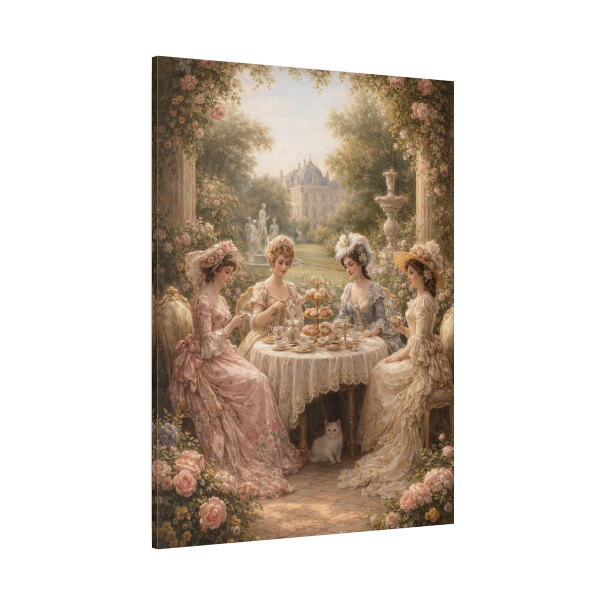 Victorian Ladies Tea Party Canvas Wall Art Print, Feminine Wall Hanging Decor, Vintage 1800's Ladies, Home Decor, Gift for Her, Elegant Art