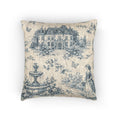 Blue Toile de Jouy Woven Tapestry Pillow and Cover, Vintage Chateau Estate Fountain, French Country Throw Pillow, Victorian Wedding Housewarming Gift