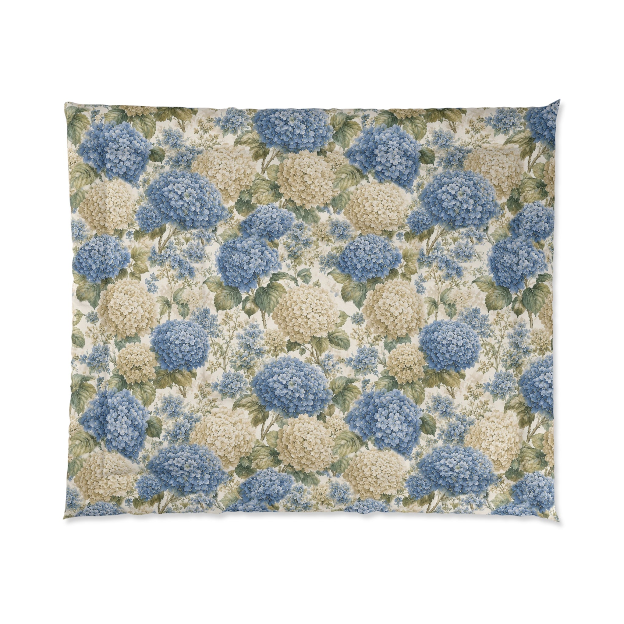 Chateaucore Dusty Blue Hydrangea Comforter Set Floral Vintage Style Bedding Shabby Chic Victorian Queen King Twin French Romantic Bed