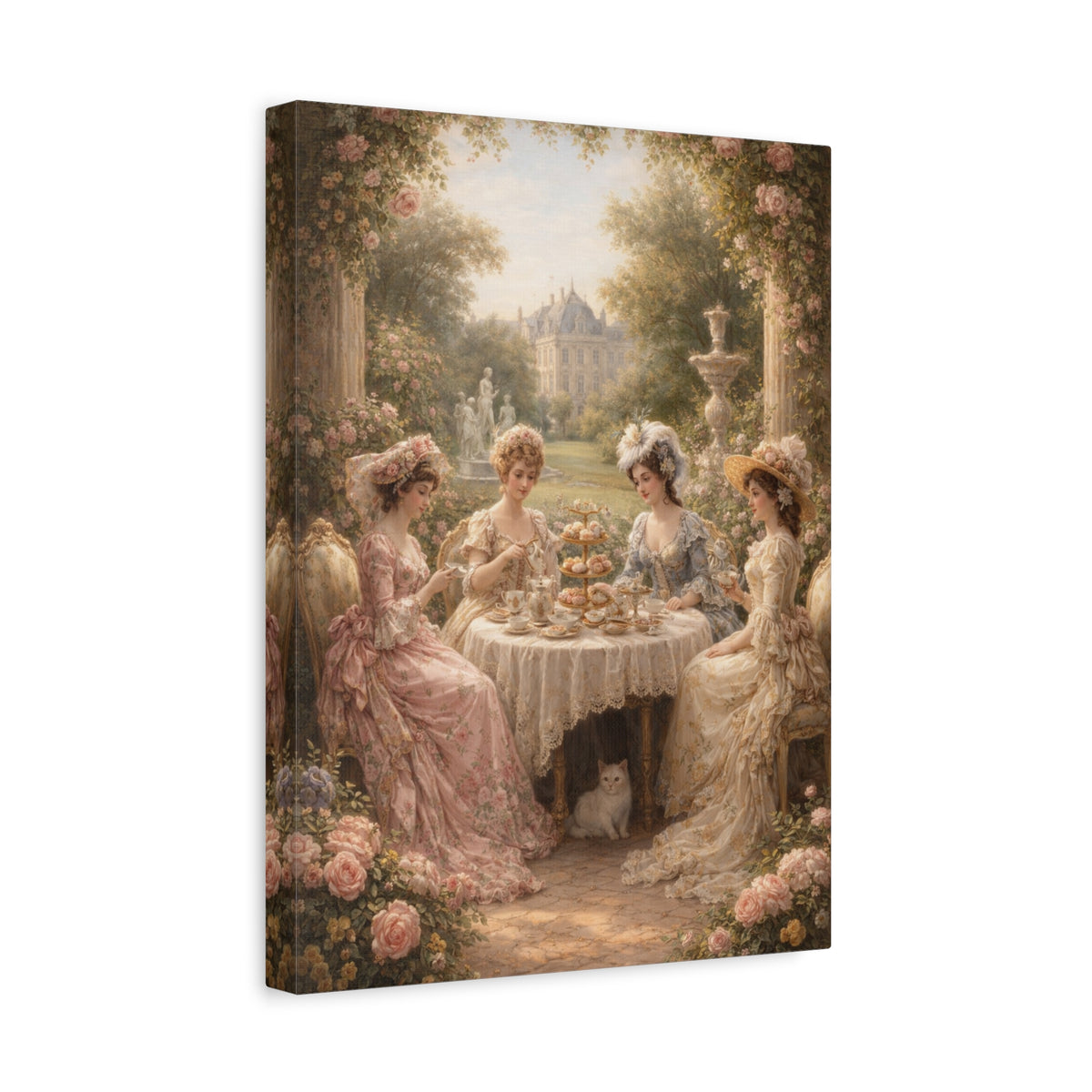 Victorian Ladies Tea Party Canvas Wall Art Print, Feminine Wall Hanging Decor, Vintage 1800's Ladies, Home Decor, Gift for Her, Elegant Art