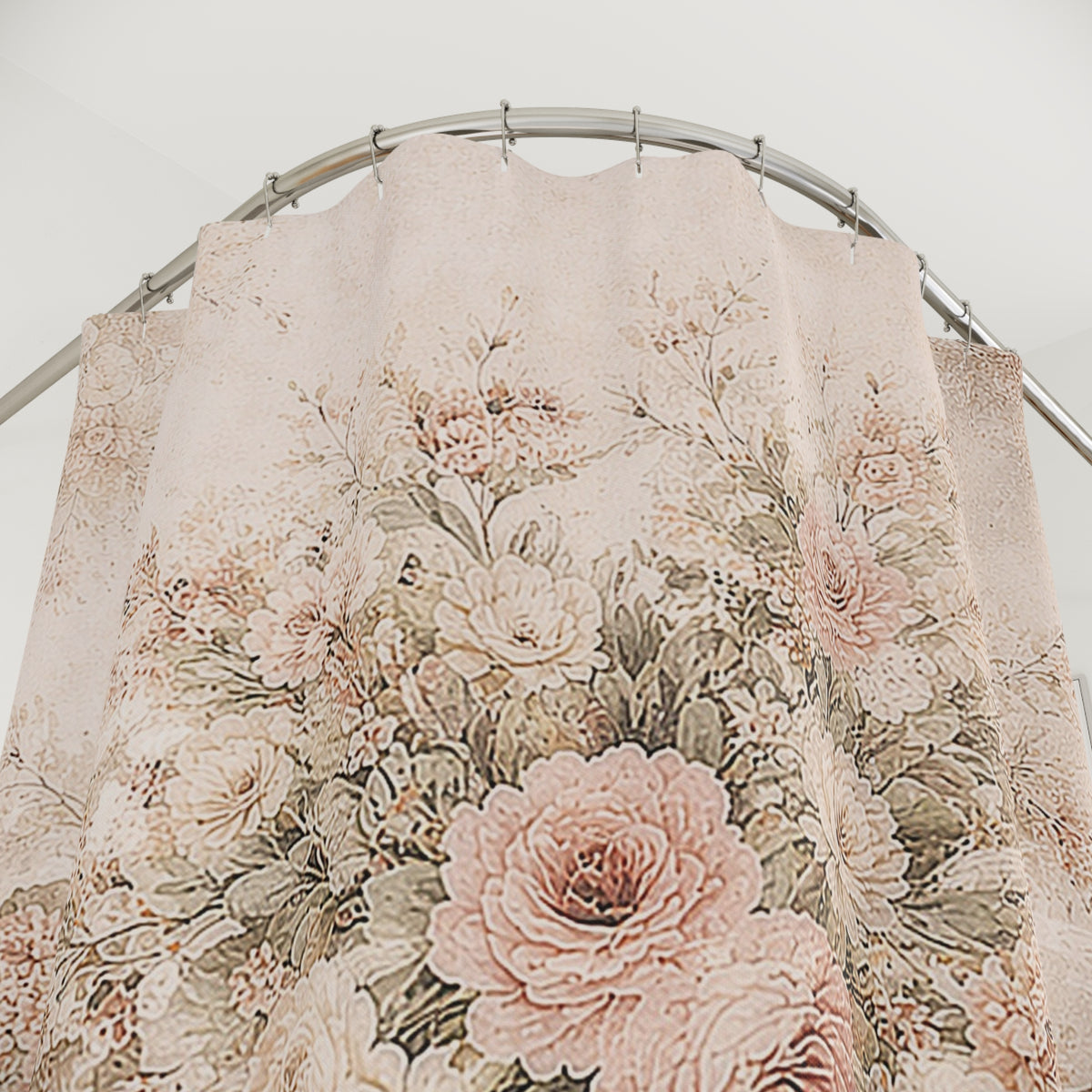 Chateaucore Soft Pink Roses Floral Shower Curtain, Victorian Bathroom Decor, French Country Cottage, Shabby Chic, Housewarming Wedding Gift