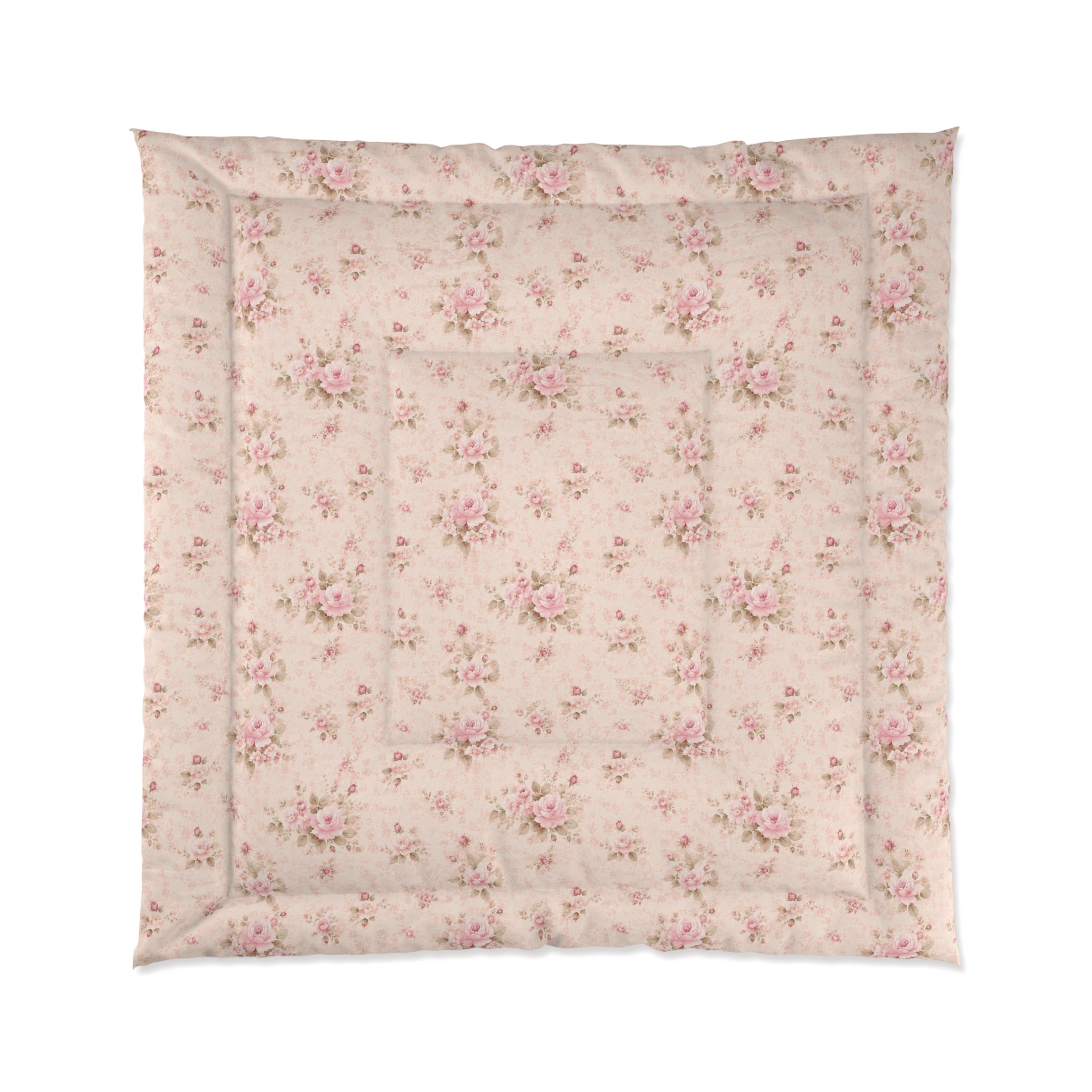 Chateaucore Pink Rose Bunches Comforter Set Floral French Country Bedding Shabby Chic Romantic Victorian Queen King Twin Size