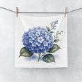 Blue Hydrangea Washcloth – Dusty Blue & Ivory Floral Face Cloth, French Country Chateaucore Grandmillennial Bathroom Decor