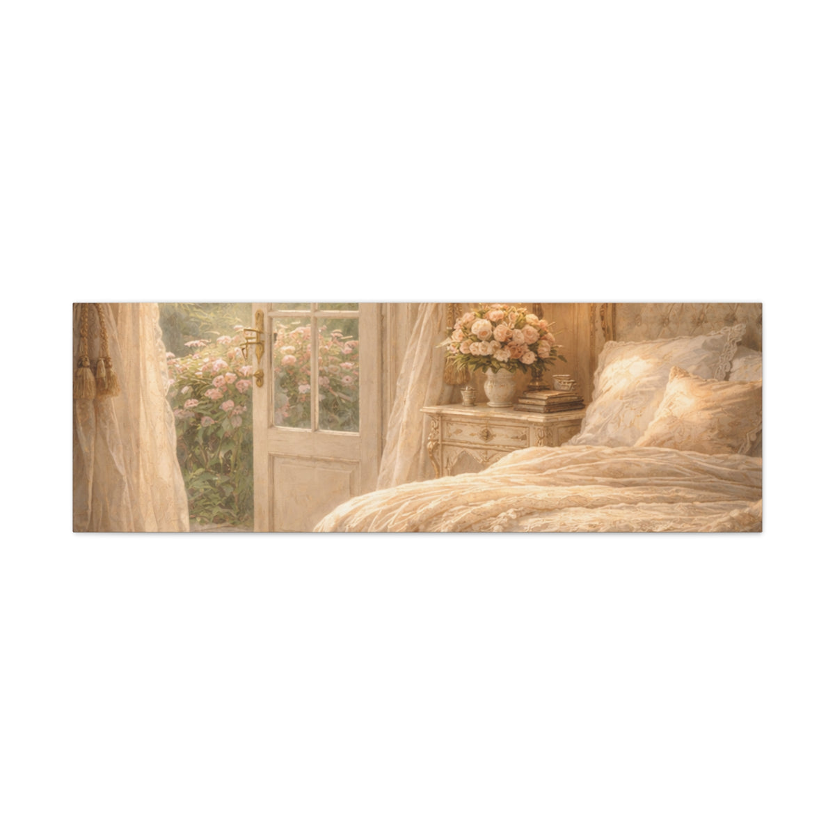 Elegant French Bedroom Canvas Wall Art Print, Chateaucore Feminine Wall Hanging Decor, Shabby Chic Victorian Romantic Home Decor