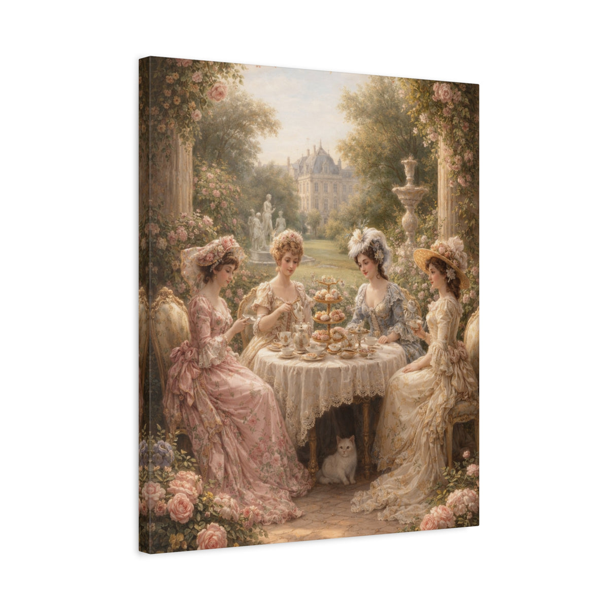 Victorian Ladies Tea Party Canvas Wall Art Print, Feminine Wall Hanging Decor, Vintage 1800's Ladies, Home Decor, Gift for Her, Elegant Art