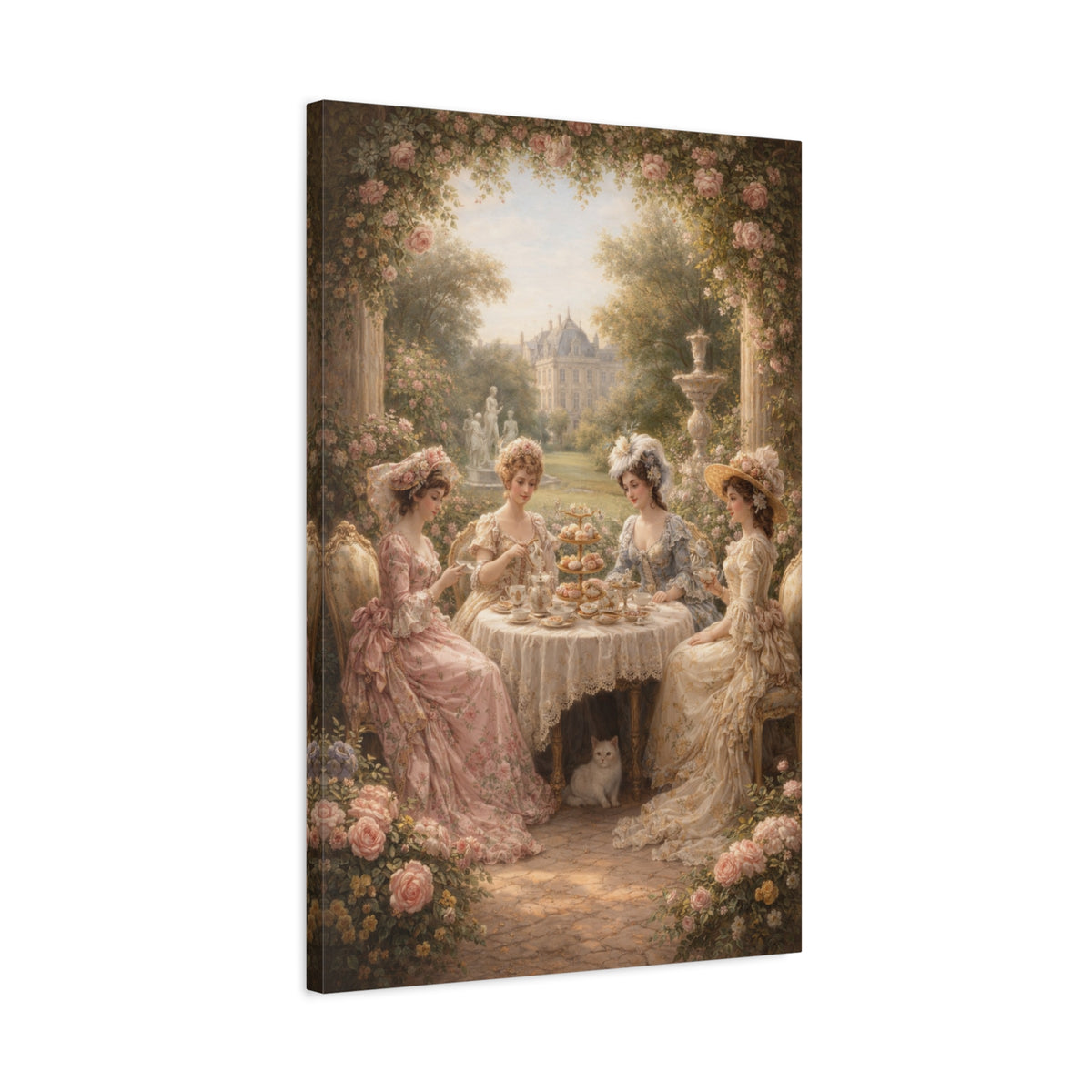 Victorian Ladies Tea Party Canvas Wall Art Print, Feminine Wall Hanging Decor, Vintage 1800's Ladies, Home Decor, Gift for Her, Elegant Art