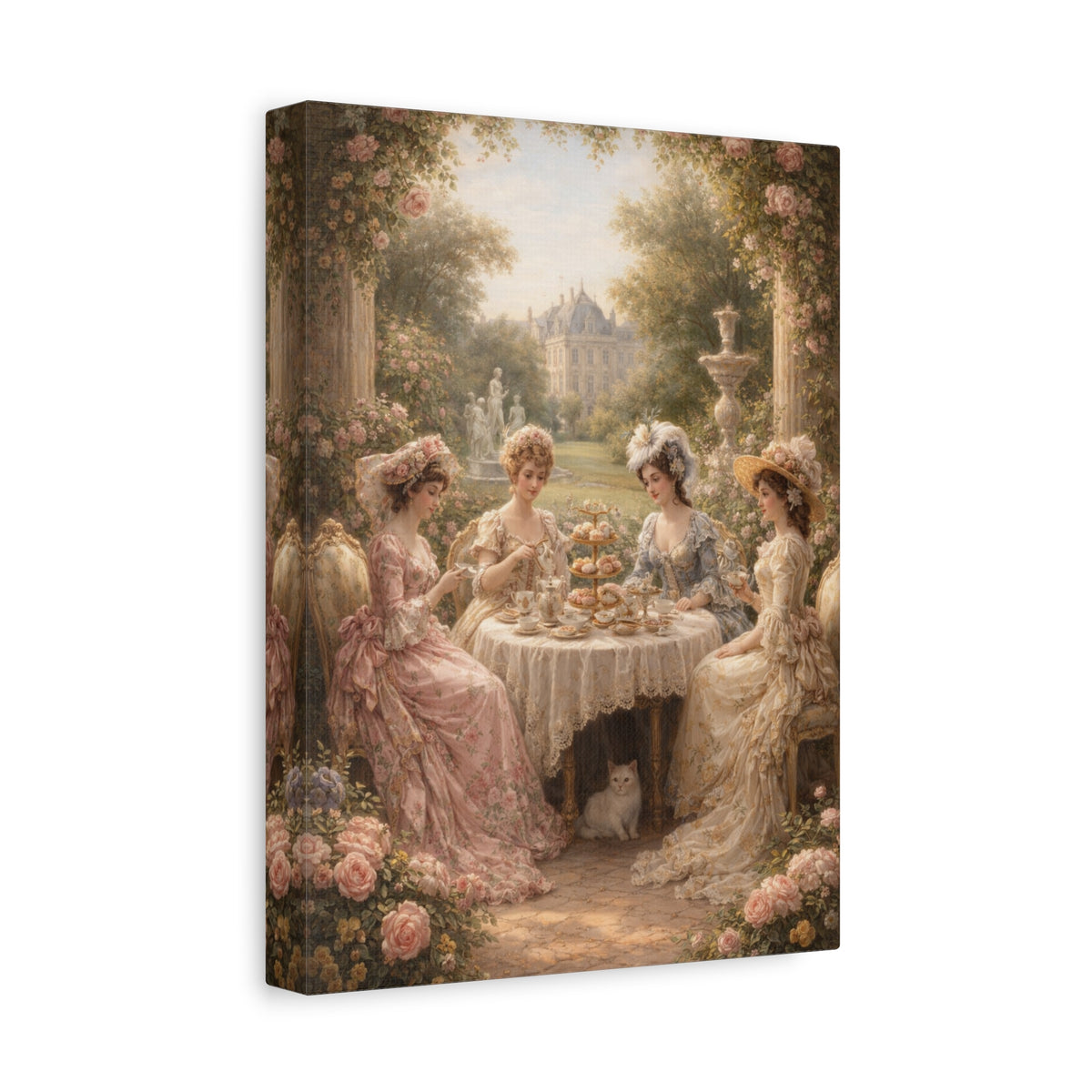 Victorian Ladies Tea Party Canvas Wall Art Print, Feminine Wall Hanging Decor, Vintage 1800's Ladies, Home Decor, Gift for Her, Elegant Art