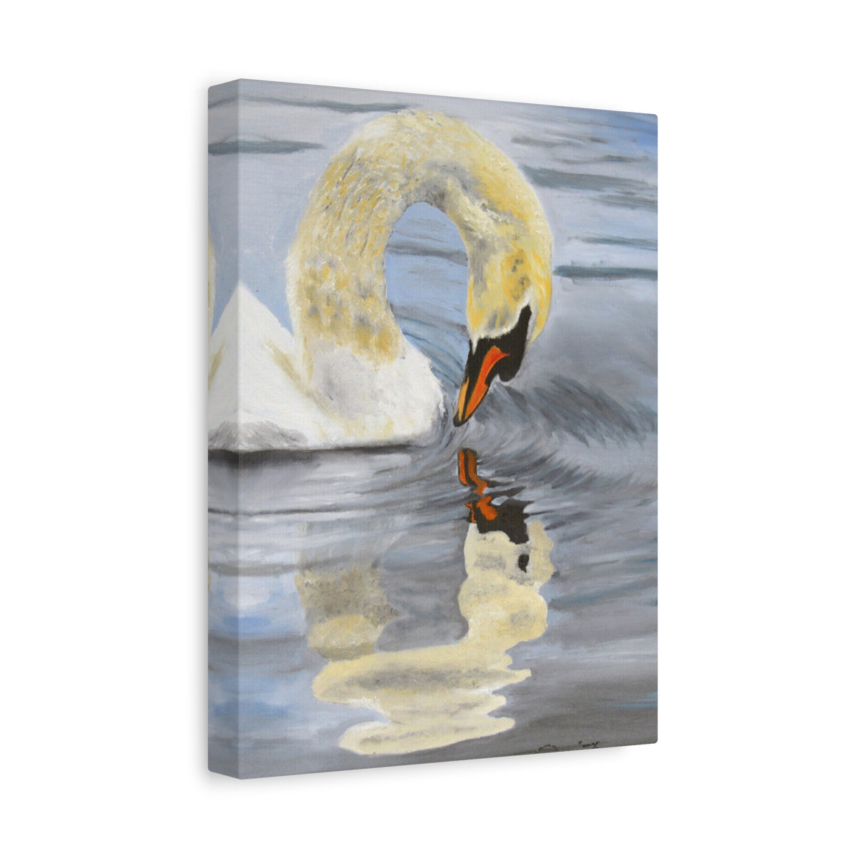 Swan Reflection Art Canvas Print, Elegant Wall Art, French Country Shabby Chic Decor, Nature Bathroom Decor, Bird Watcher Gift