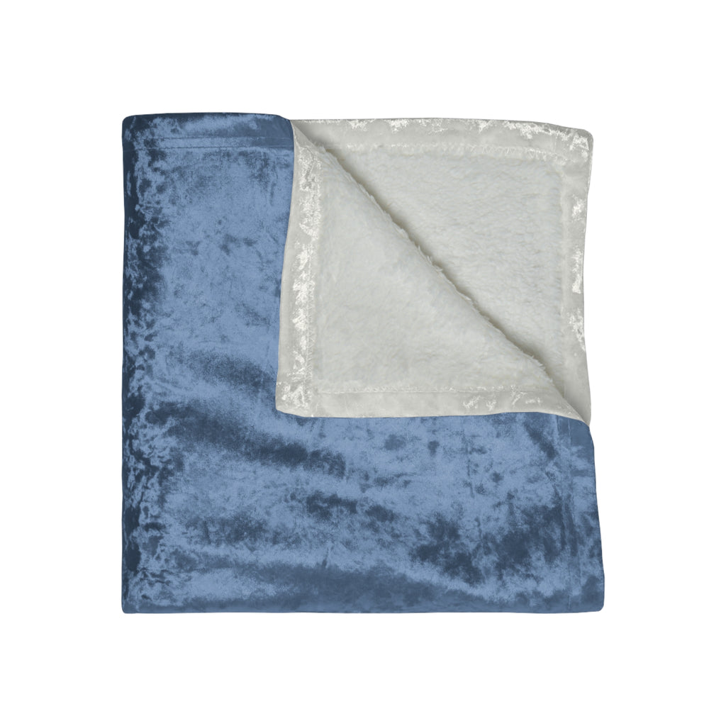 Dusty Blue Crushed Velvet Throw Blanket – French Country Chateaucore Luxury Sofa Chair Blanket, Soft Elegant Home Decor