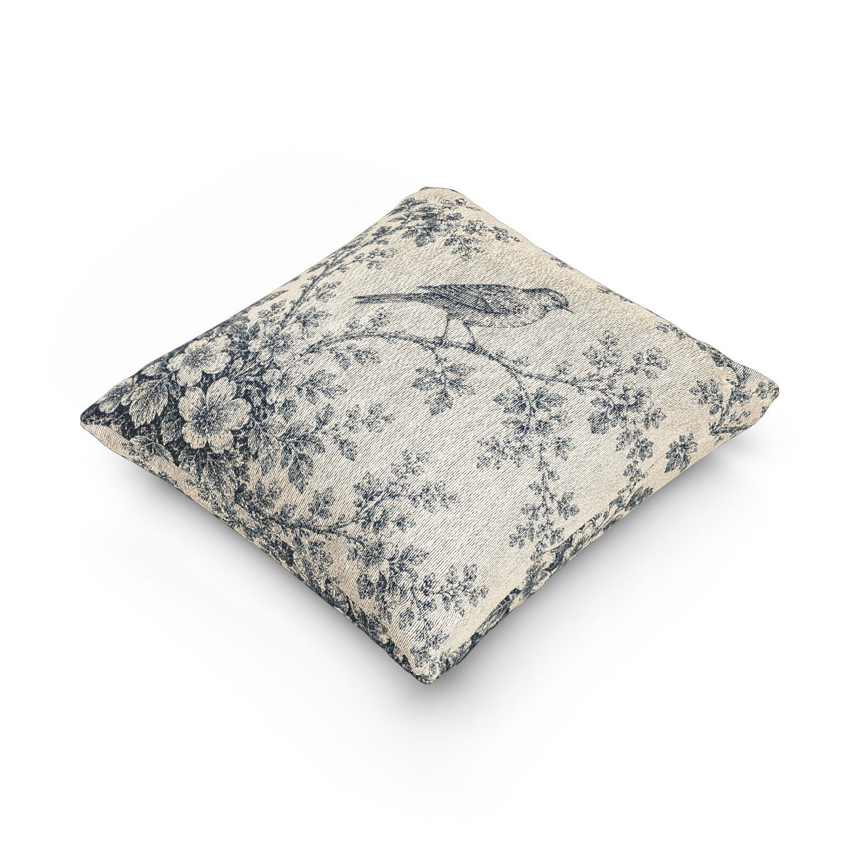 Blue Toile Bird Woven Tapestry Pillow and Cover, French Country Cushion, Victorian Shabby Chic Cottage Decor, Botanical Throw Pillow, French  Accent