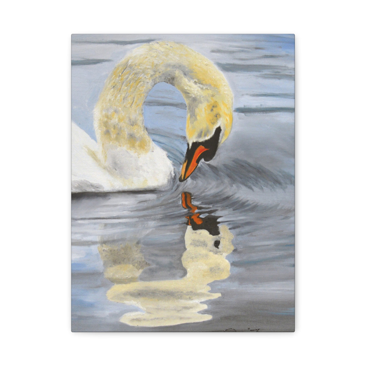 Swan Reflection Art Canvas Print, Elegant Wall Art, French Country Shabby Chic Decor, Nature Bathroom Decor, Bird Watcher Gift