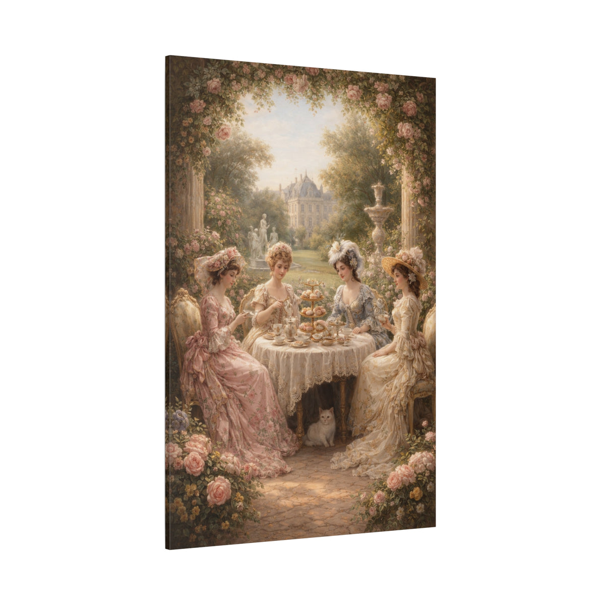 Victorian Ladies Tea Party Canvas Wall Art Print, Feminine Wall Hanging Decor, Vintage 1800's Ladies, Home Decor, Gift for Her, Elegant Art