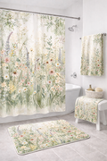 Watercolor Wildflower Meadow 5-Piece Bundle, Shower Curtain Bathmat Towels Set