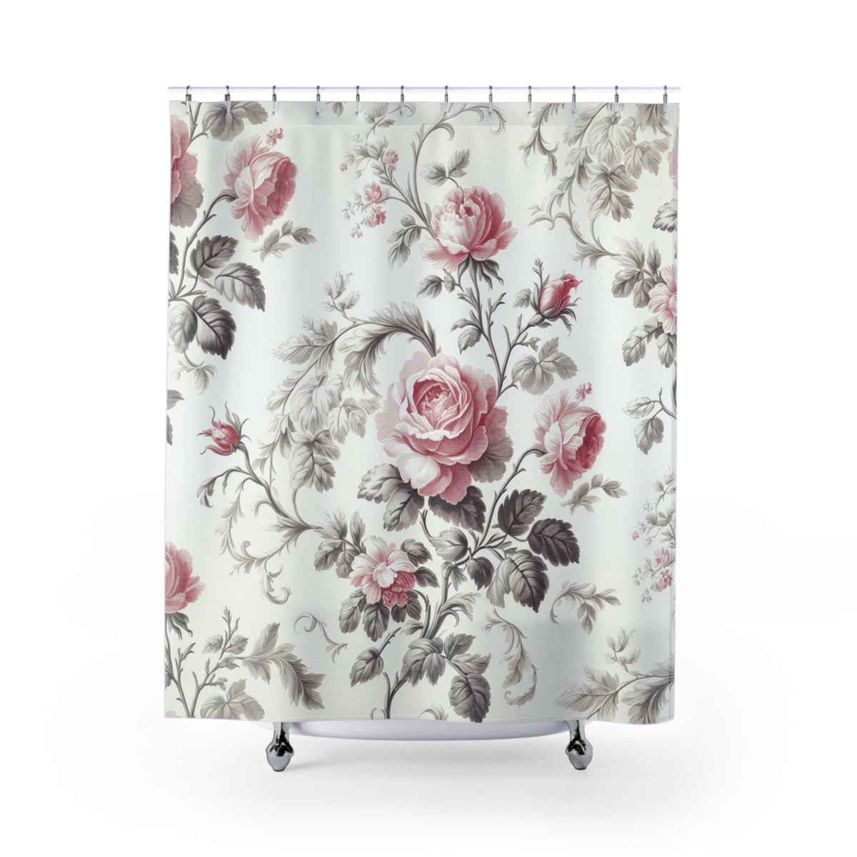 Pink Rose French Toil Floral Shower Curtain, Victorian Bathroom Decor, Vintage French Country Cottage, Shabby Chic, Housewarming Gift