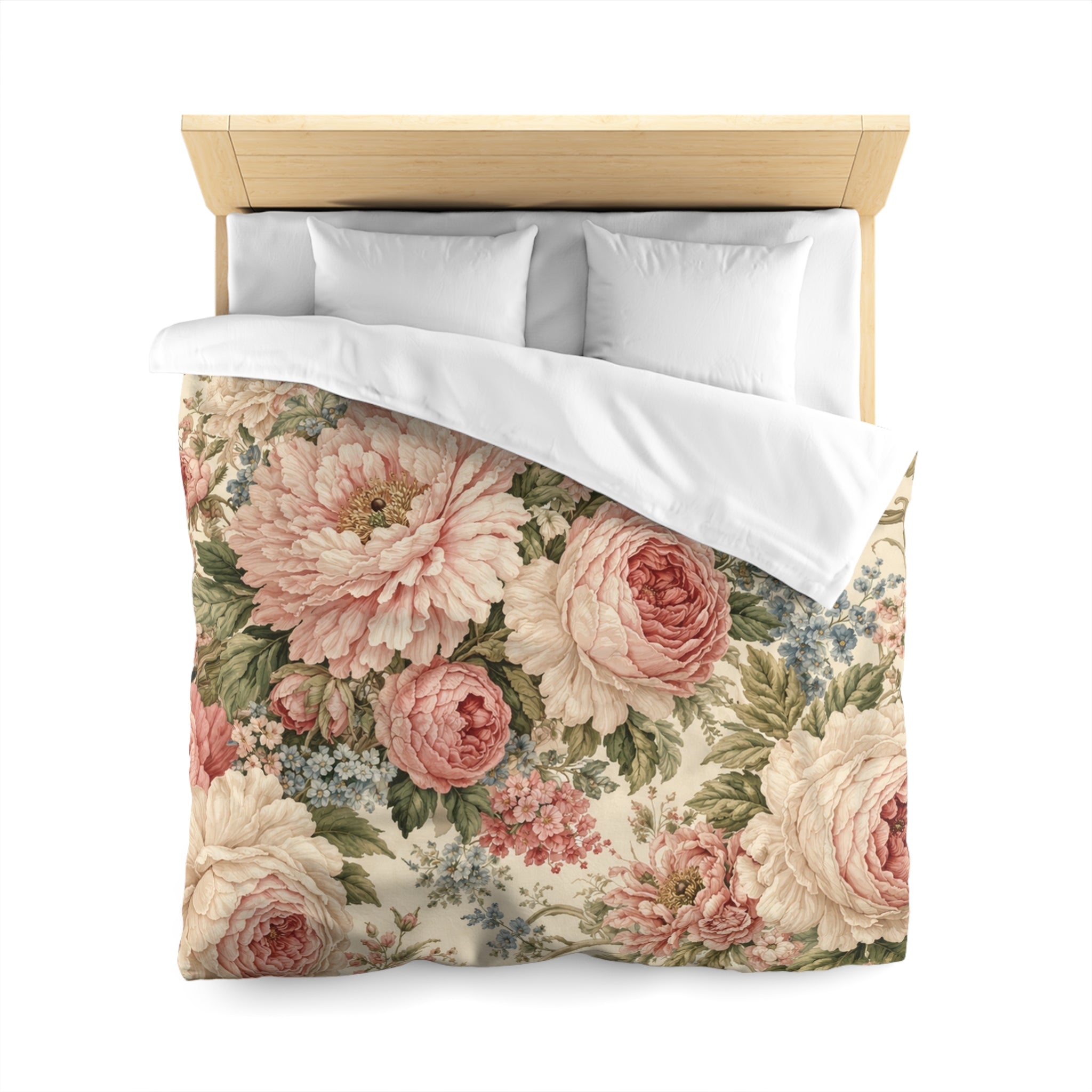 Chateaucore Soft Pink Peonies Roses Duvet Cover Set Floral Vintage Style Bedding Shabby Chic Victorian Queen King Twin French Romantic Bed