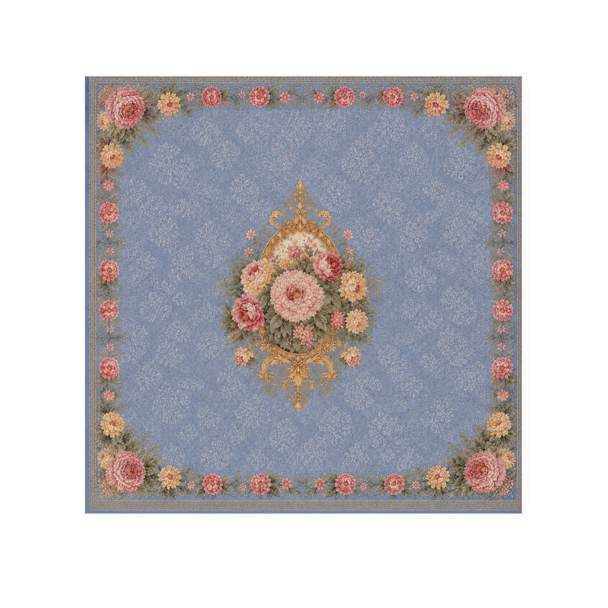Dusty Blue & Blush Rose Washcloth, French Country Chateaucore Floral Face Towel, Vintage Victorian Bathroom Decor