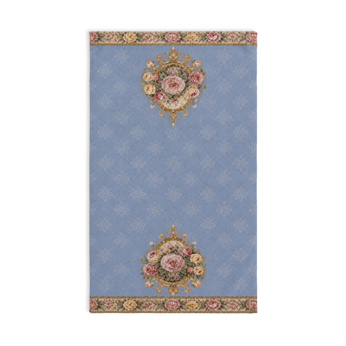 Dusty Blue Blush Rose Hand Towel, French Country Chateaucore Floral Towel, Vintage Victorian Shabby Chic Rococo Bathroom Decor