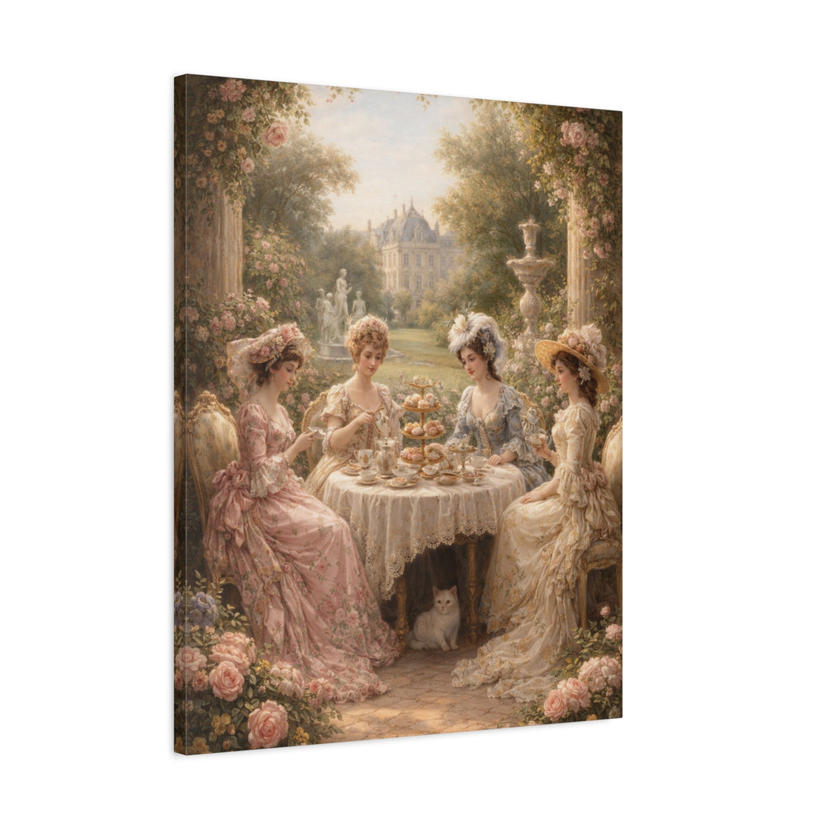 Victorian Ladies Tea Party Canvas Wall Art Print, Feminine Wall Hanging Decor, Vintage 1800's Ladies, Home Decor, Gift for Her, Elegant Art