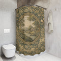 Verdure Green Forestcore Chateaucore Shower Curtain, Victorian Bathroom Decor, French Country Chateau, Shabby Chic Housewarming Wedding Gift