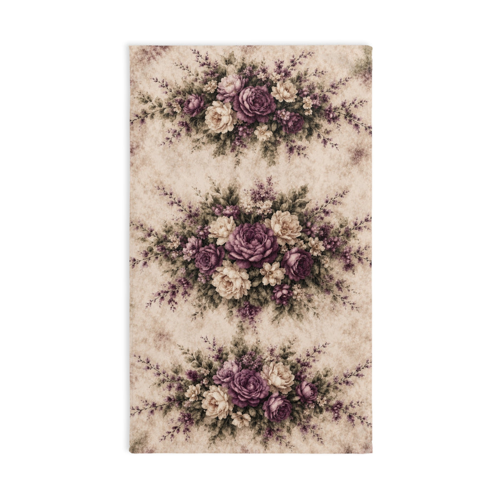 Vintage Mauve Rose Garden 5-Piece Bath Bundle Shower Curtain, Bathmat, Towels Set