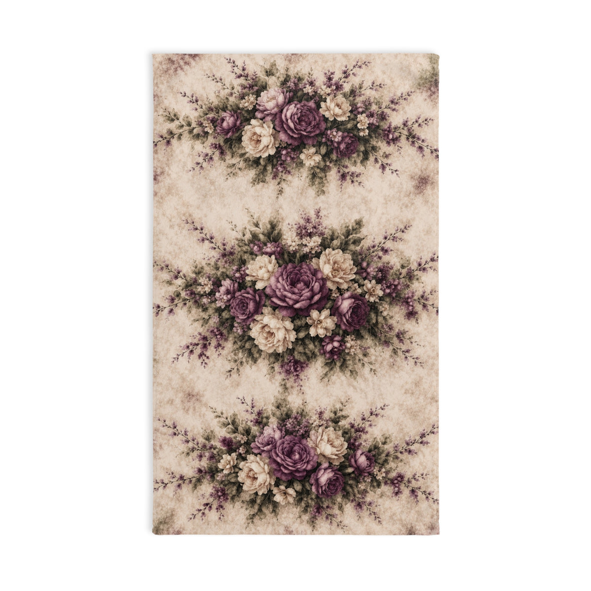 Vintage Mauve Rose Garden 5-Piece Bath Bundle Shower Curtain, Bathmat, Towels Set