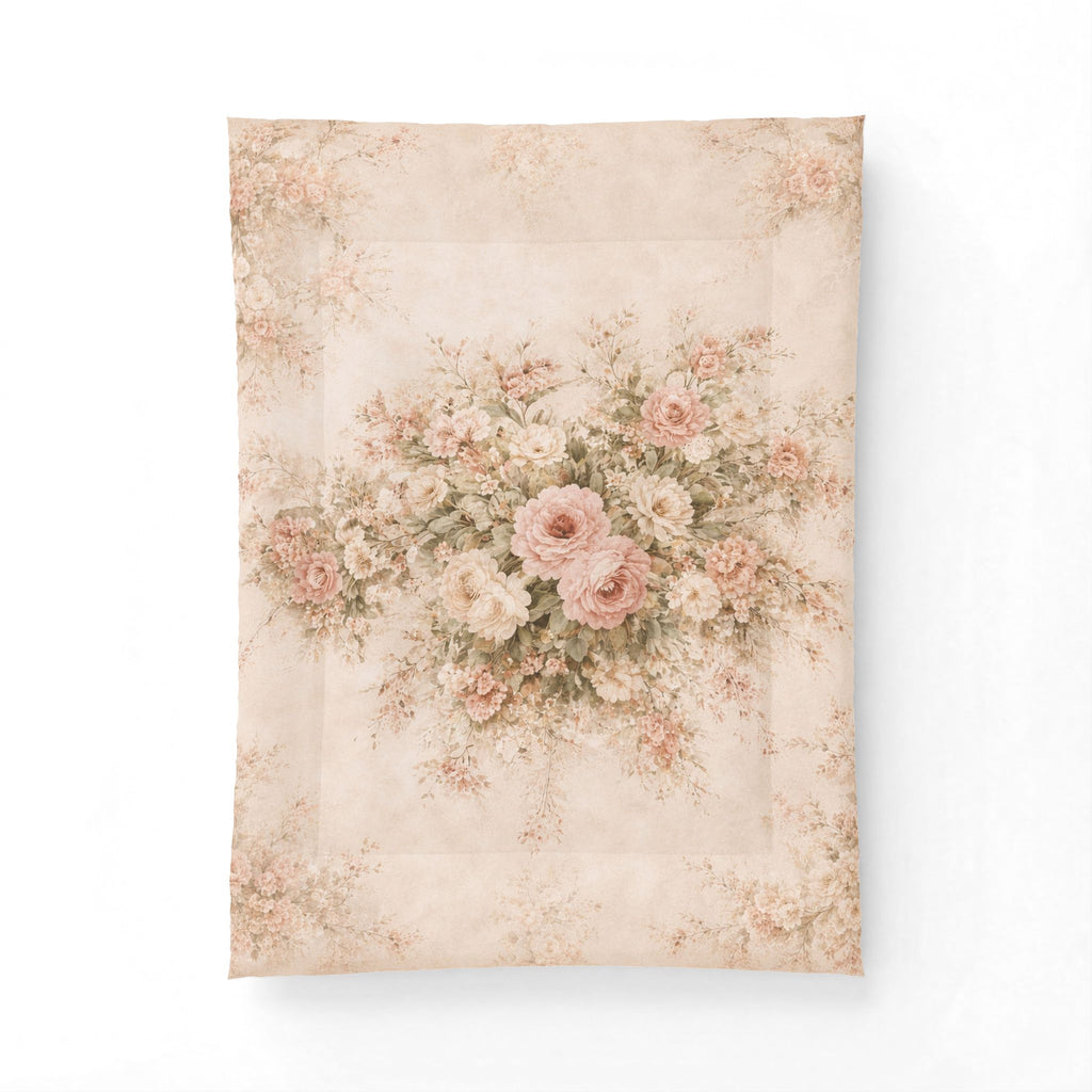Pink Rose Peony Comforter or Duvet Cover Set, French Country Chateaucore Bedding – Romantic Floral Bedspread