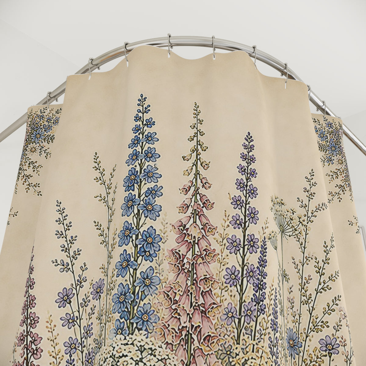Pastel Wildflowers Shower Curtain, English Garden Bathroom Decor, French Country Cottage, Shabby Chic, Floral Housewarming Wedding Gift