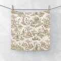 Vintage Sage and Pink Toile de Jouy Washcloth, French Country Pastoral Face Towel, Grandmillennial Shabby Chic