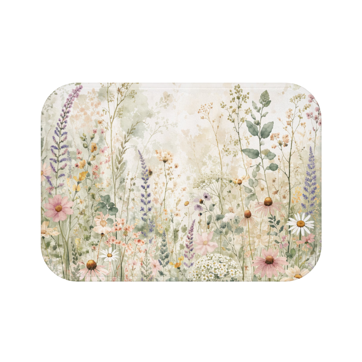Watercolor Wildflower Meadow 5-Piece Bundle, Shower Curtain Bathmat Towels Set