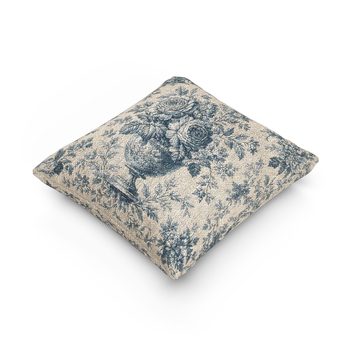 French Blue Toile Woven Pillow Set of 2 – Chateaucore Cherub & Floral Tapestry Accent Pillows, Vintage French Country Decor