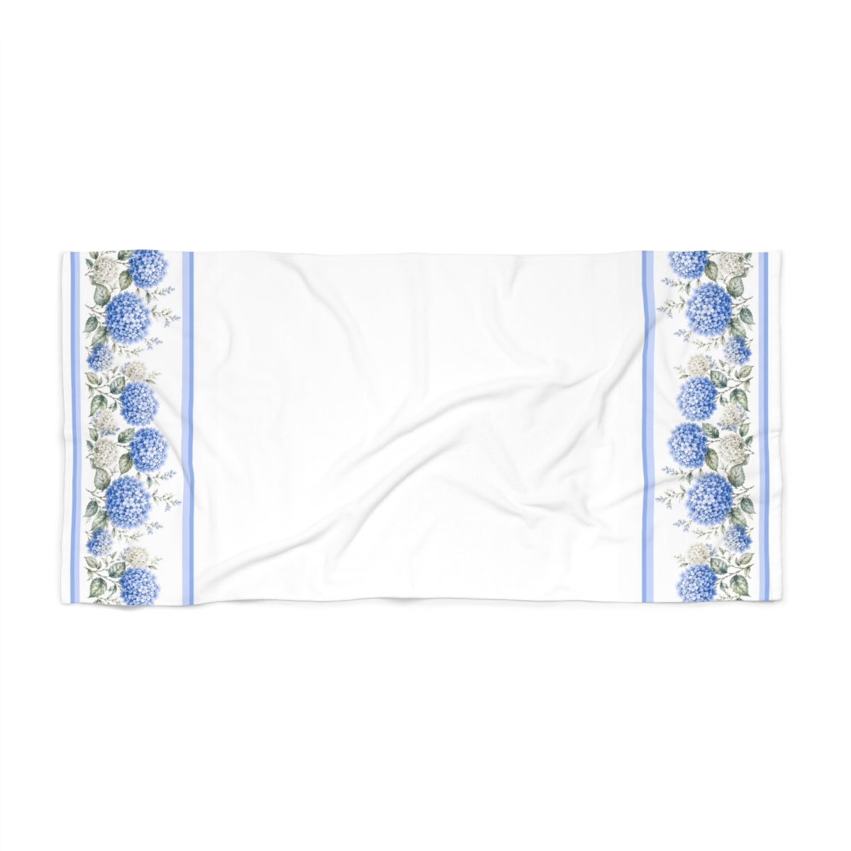 Blue Hydrangea 3-Piece Towel Set – Bath Towel, Hand Towel & Washcloth – French Country Grandmillennial Bathroom Decor