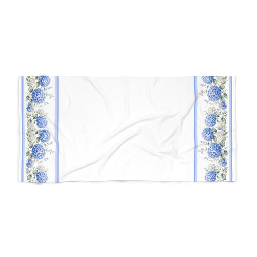 Blue Hydrangea 3-Piece Towel Set – Bath Towel, Hand Towel & Washcloth – French Country Grandmillennial Bathroom Decor