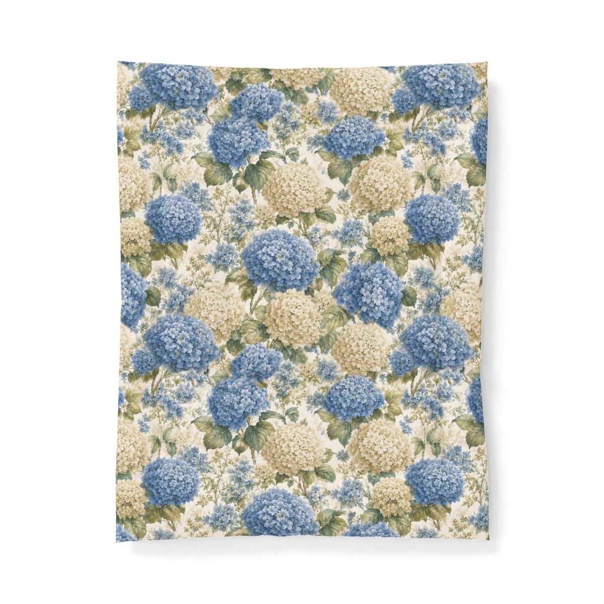 Dusty Blue Hydrangea Comforter or Duvet Cover Set – French Country Chateaucore Floral Bedding – Queen King Twin