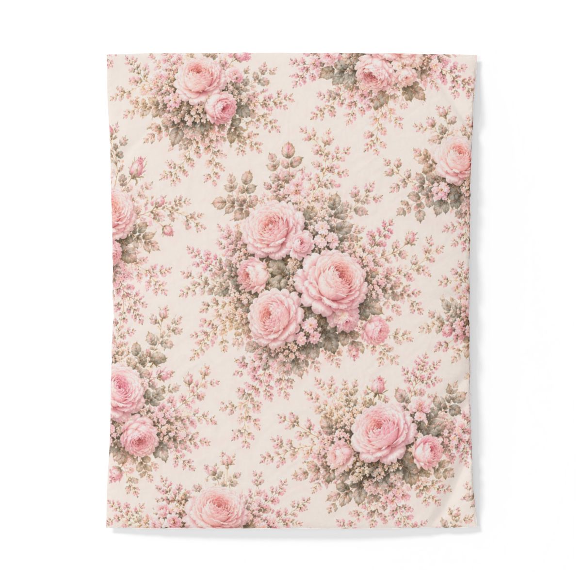 Blush Floral Comforter or Duvet Cover Set, Shabby Chic Chateaucore Victorian French Cottagecore Queen King Twin Size Bedding Decor Bedspread Gift