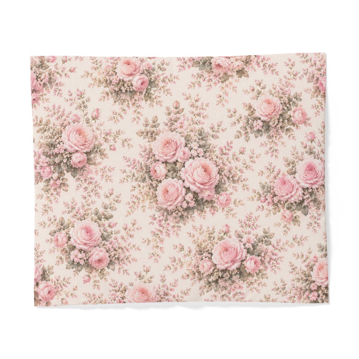 Blush Floral Comforter or Duvet Cover Set, Shabby Chic Chateaucore Victorian French Cottagecore Queen King Twin Size Bedding Decor Bedspread Gift