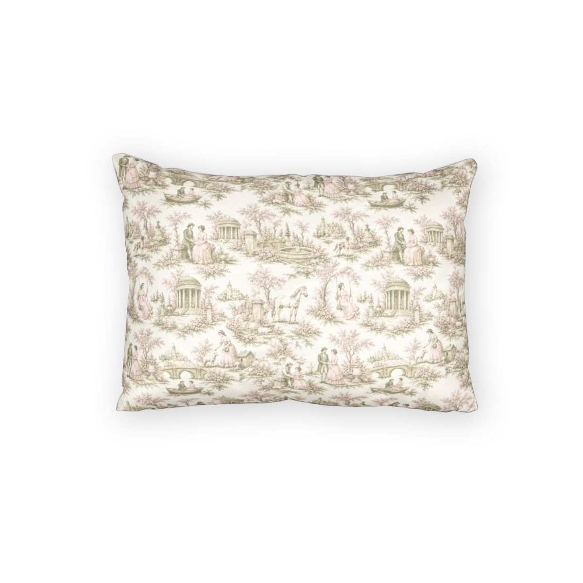 Pink and Sage Toile de Joy Comforter or Duvet Cover Set, Chateaucore Floral Vintage Style Bedding Shabby Chic Victorian Queen King Twin French Bedspread