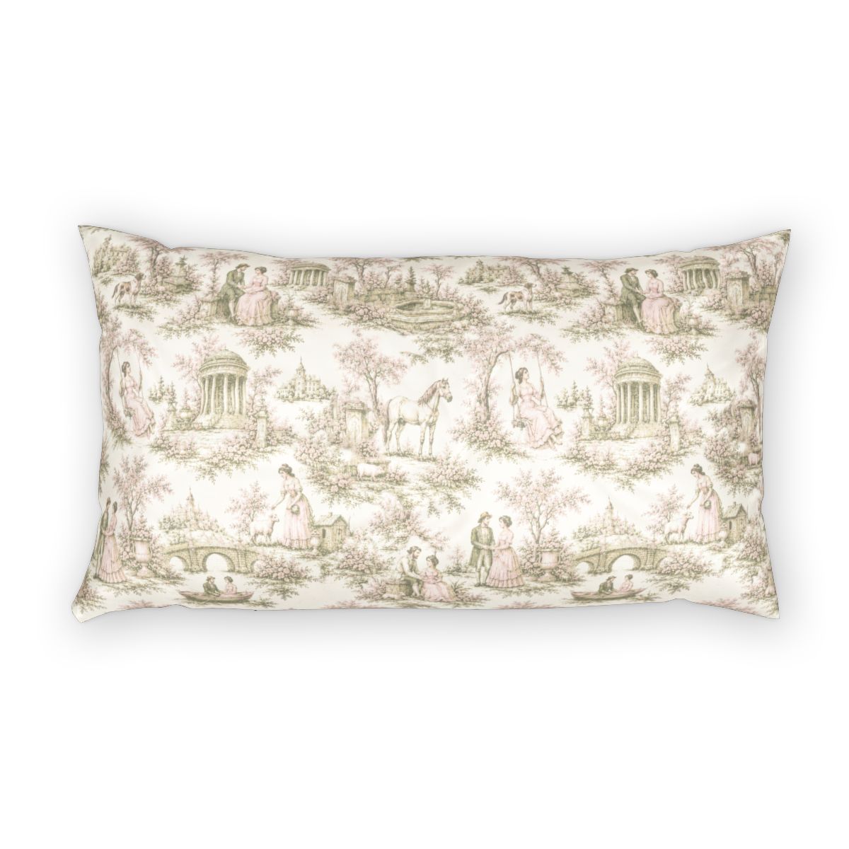 Pink and Sage Toile de Joy Comforter or Duvet Cover Set, Chateaucore Floral Vintage Style Bedding Shabby Chic Victorian Queen King Twin French Bedspread