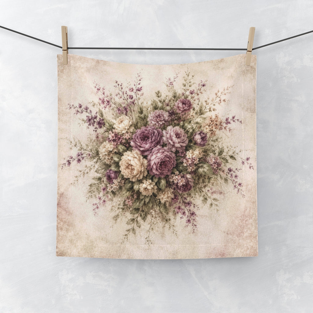 Vintage Muted Plum 3-Piece Rose Garden Towel Set