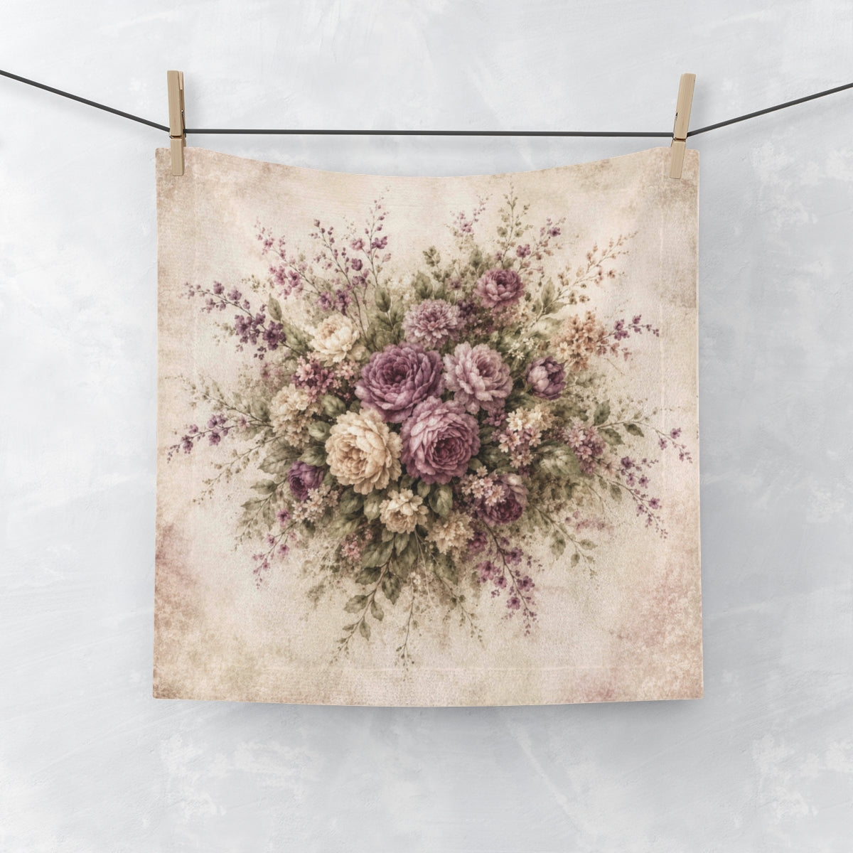 Vintage Muted Plum 3-Piece Rose Garden Towel Set