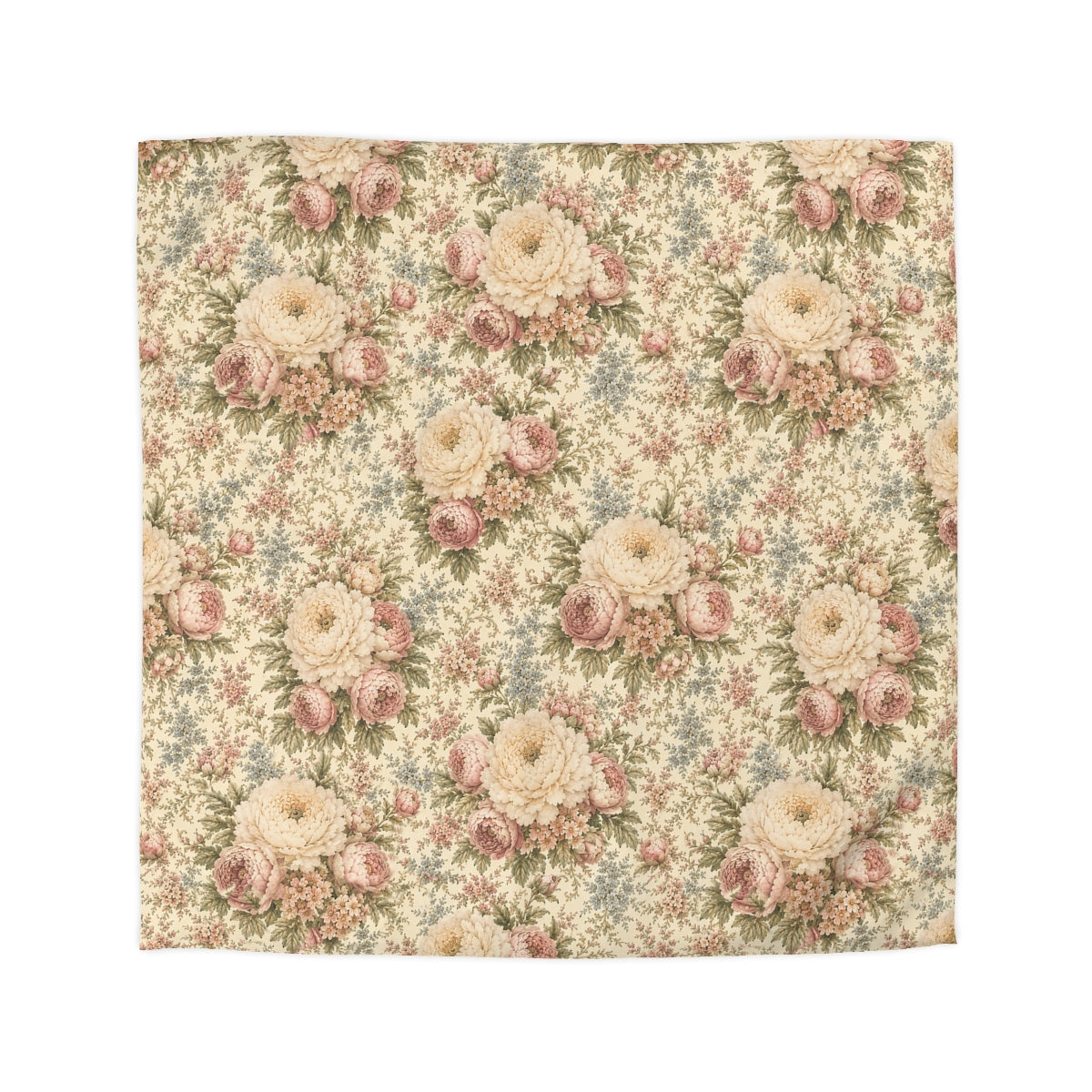 Champagne Garden Peony Vintage Floral Comforter or Duvet Cover Set, Blush Shabby Chic Victorian Cottagecore Bedding Queen King Twin Decor Bedspread Gift