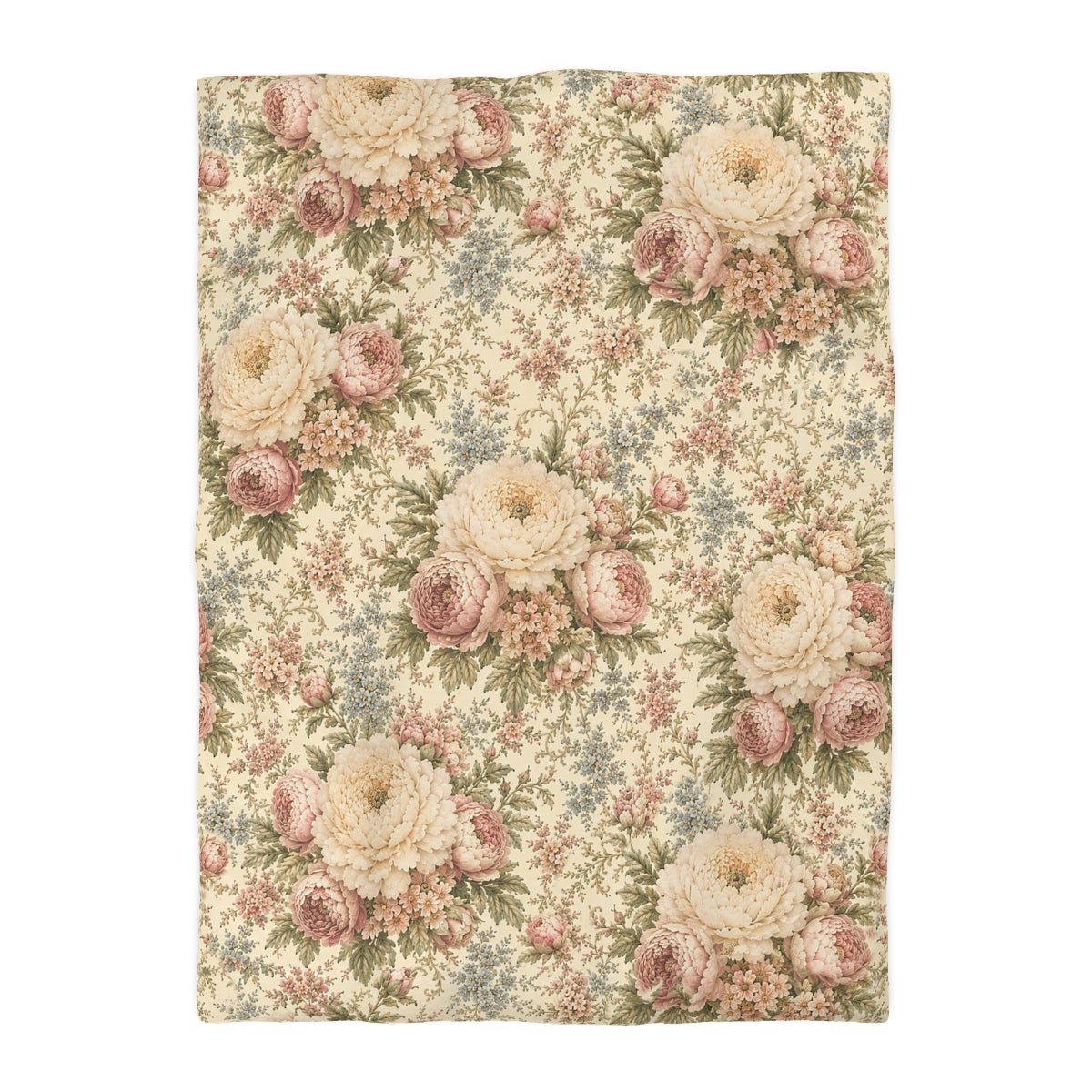 Champagne Garden Peony Vintage Floral Comforter or Duvet Cover Set, Blush Shabby Chic Victorian Cottagecore Bedding Queen King Twin Decor Bedspread Gift