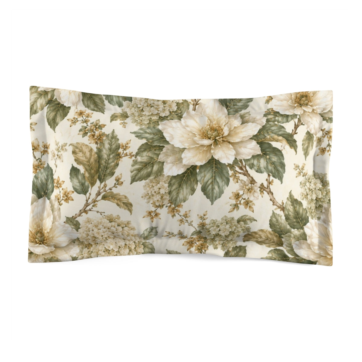 Chateaucore Ivory Sage Green Magnolia Comforter or Duvet Cover Set, Floral Vintage Style Bedding Shabby Chic Victorian Queen King Twin French Romantic Bed