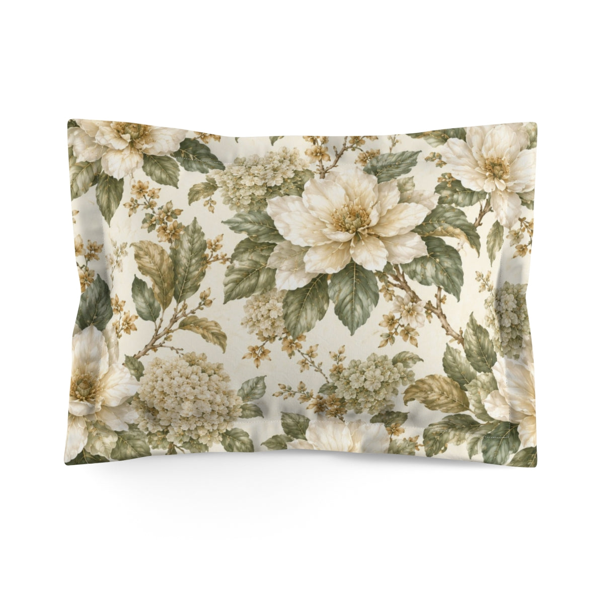 Chateaucore Ivory Sage Green Magnolia Comforter or Duvet Cover Set, Floral Vintage Style Bedding Shabby Chic Victorian Queen King Twin French Romantic Bed