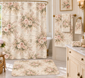 Love Letter Chateau 3-Piece Towel Bundle, Floral French Script Washcloth Hand and Large Bath Towel,