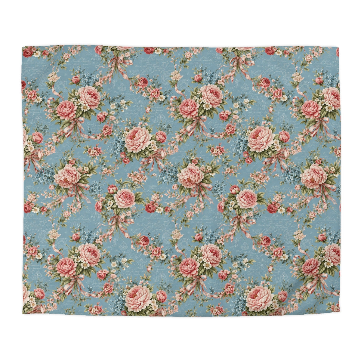 Chateaucore Dusty Blue Pink Floral Comforter or Duvet Cover Set Floral Vintage Style Bedding Shabby Chic Victorian Queen King Twin French Romantic Bedspread