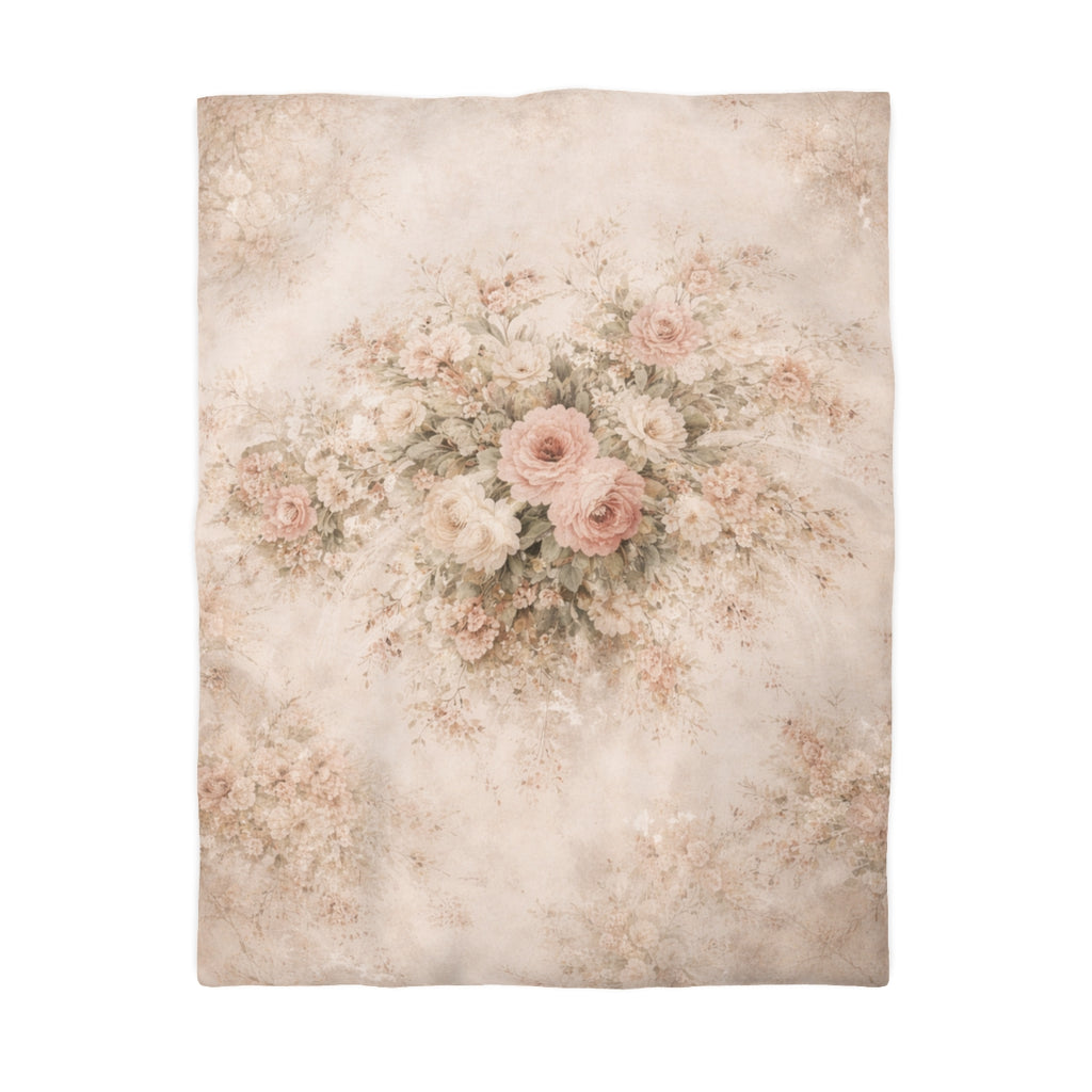 Pink Rose Peony Comforter or Duvet Cover Set, French Country Chateaucore Bedding – Romantic Floral Bedspread