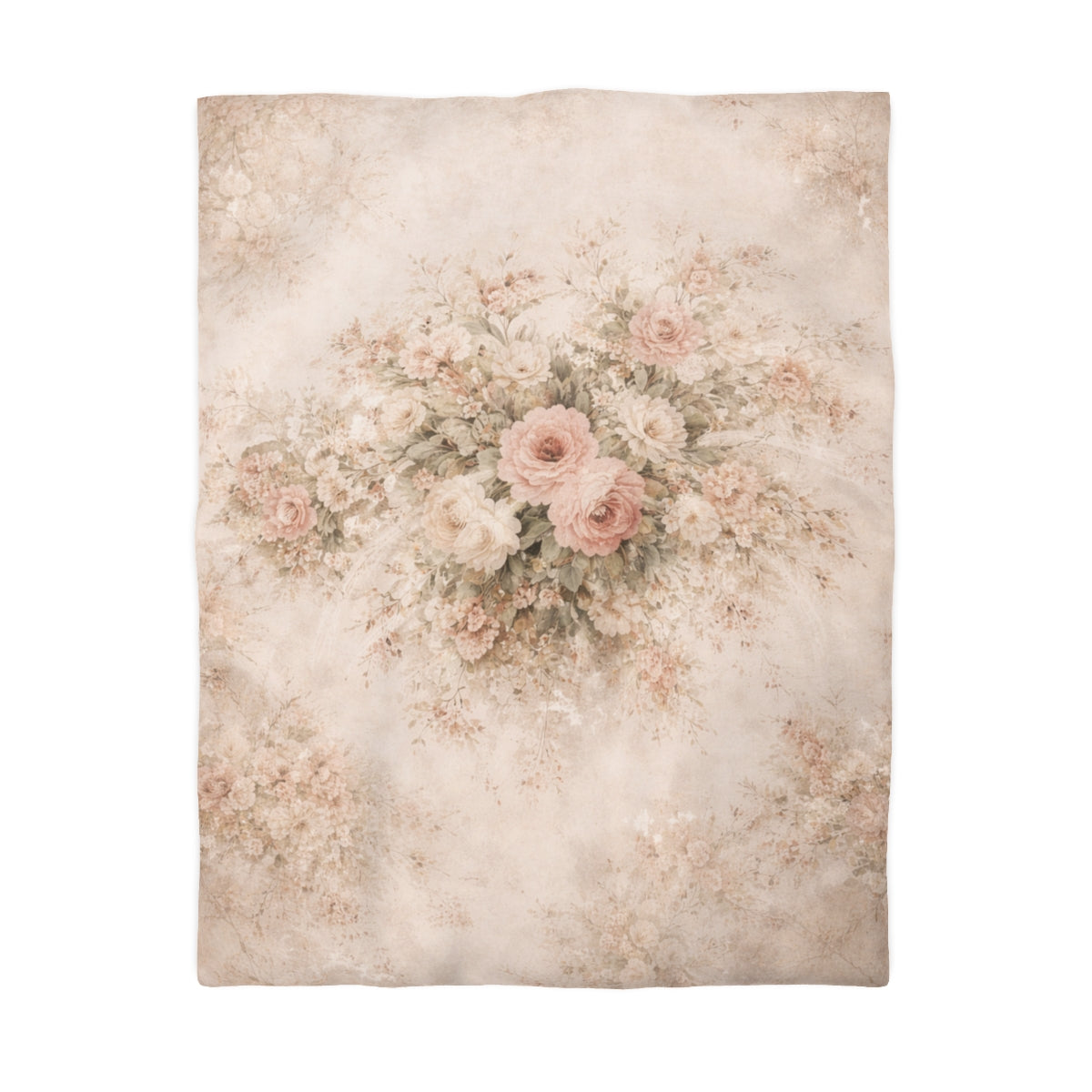 Pink Rose Peony Comforter or Duvet Cover Set, French Country Chateaucore Bedding – Romantic Floral Bedspread