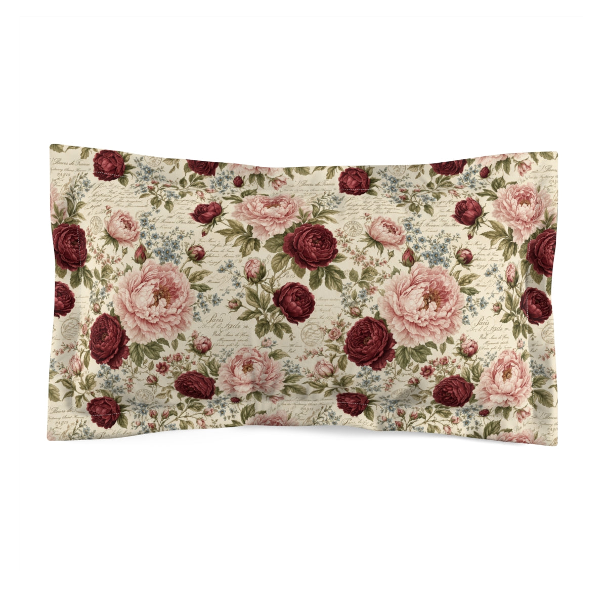 Chateaucore Soft Pink Burgundy Peonies Floral Comforter or Duvet Cover Set Floral Vintage Style Bedding Shabby Chic Victorian Queen French Romantic Bed