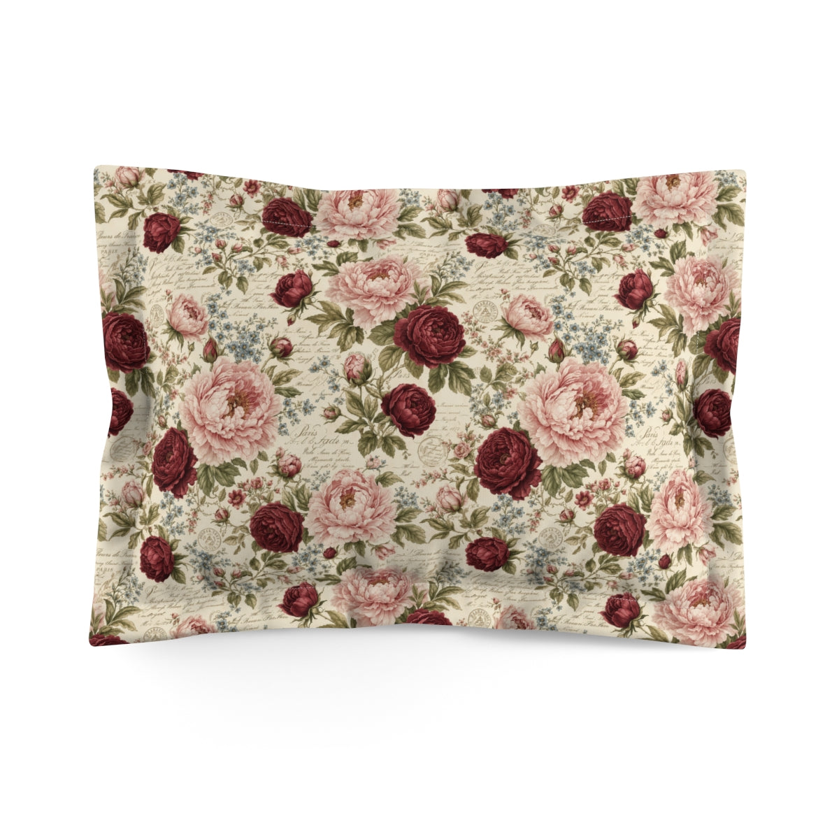 Chateaucore Soft Pink Burgundy Peonies Floral Comforter or Duvet Cover Set Floral Vintage Style Bedding Shabby Chic Victorian Queen French Romantic Bed