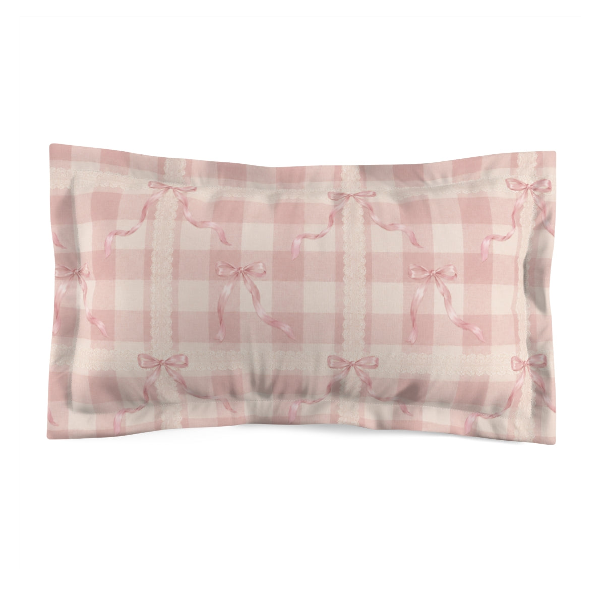Pink Coquette Comforter or Duvet Cover Set, French Country Bedding Shabby Chic Gingham Lace Bow Bedspread Cottagecore Bedroom Decor
